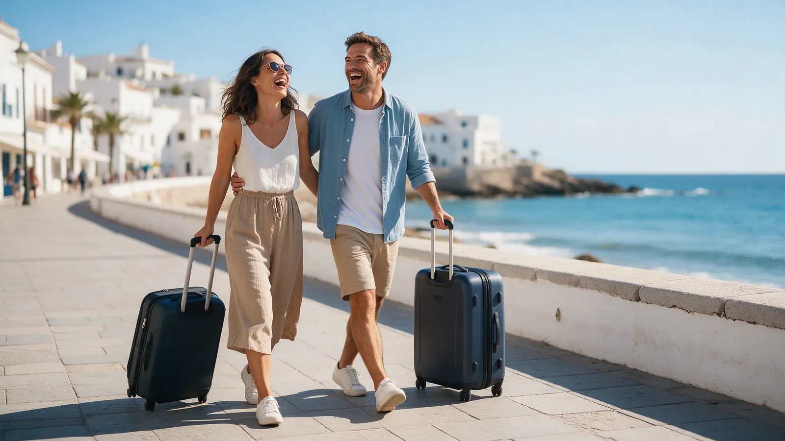 A couple on holiday by the sea
